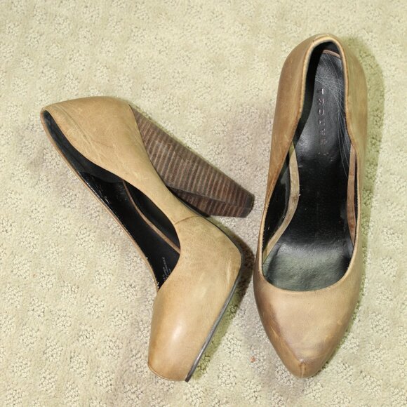 Trouve Tristen Wm Size 8.5M Brown Taupe 5.25" Stacked Cone Heels - Picture 1 of 6
